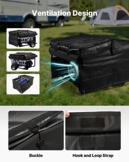 image-VEVOR Generator Cover, 34 x 26 x 21 Inch Waterproof Universal Generator Cover for Most Generators 3500-12000 Watt, Portable Generator Running Cover with Heavy Duty Thicken 420D Oxford Fabric, Black