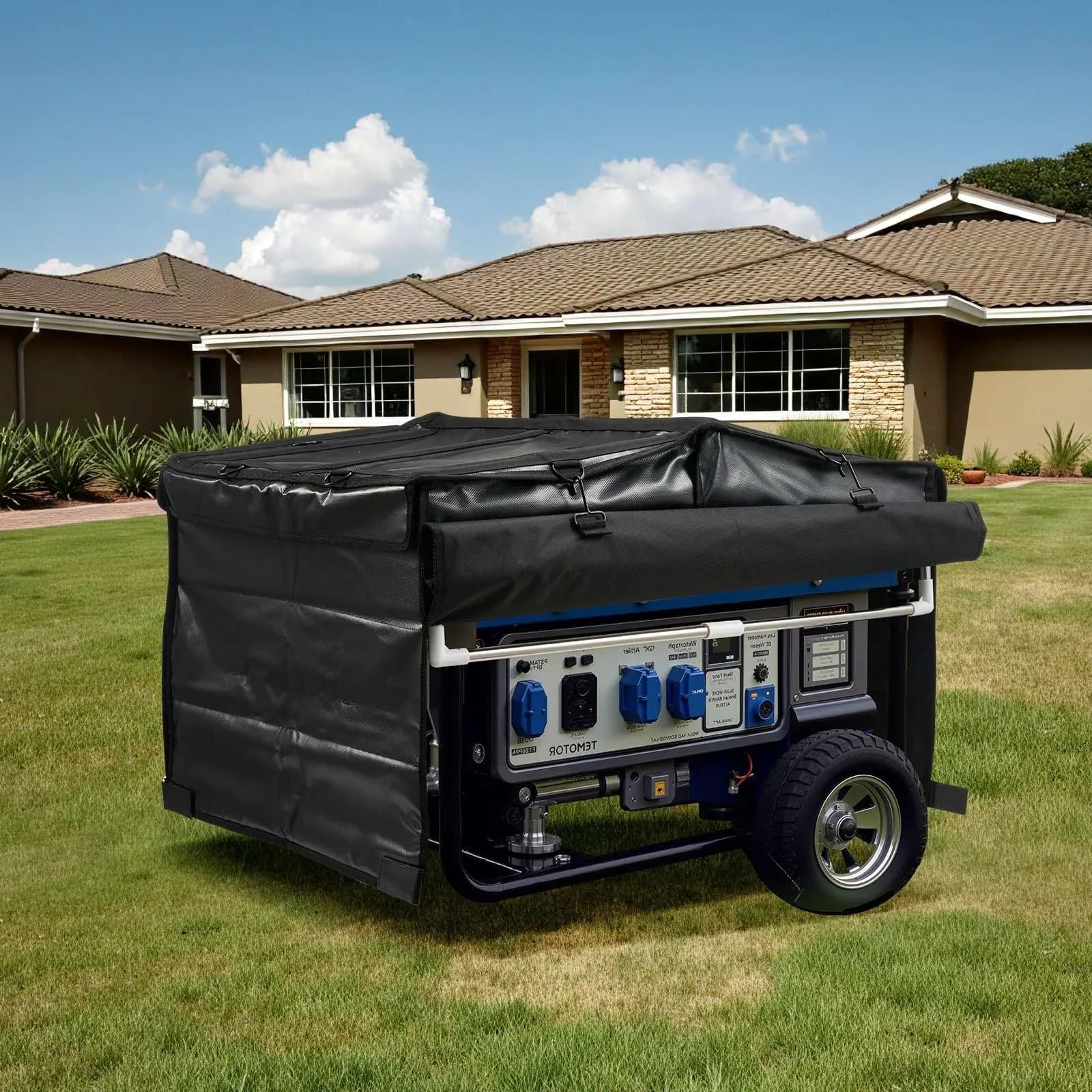 image-VEVOR Generator Cover, 34 x 26 x 21 Inch Waterproof Universal Generator Cover for Most Generators 3500-12000 Watt, Portable Generator Running Cover with Heavy Duty Thicken 420D Oxford Fabric, Black