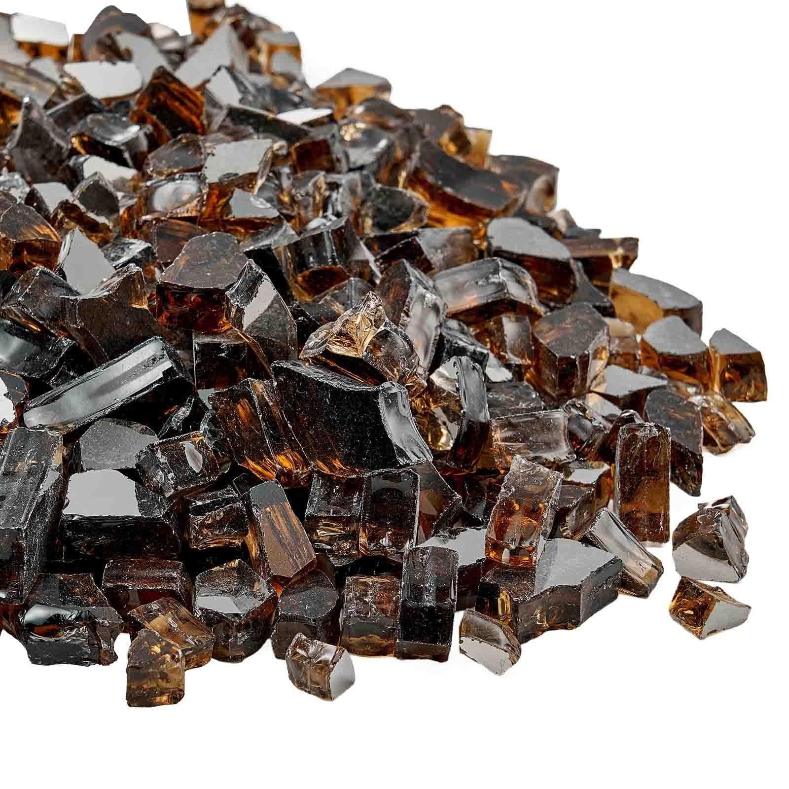 image-VEVOR Fire Glass, 10 LBS / 4.5 KG High-Temperature Resistant Fireplace Rocks, 1/2-Inch / 12.7 mm Reflective & Smokeless Firepit Glass Rock, High Luster Stone Landscaping for Fire Pit Table, Copper