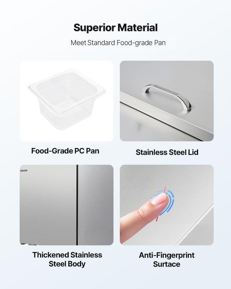 image-VEVOR 60"W Commercial Refrigerator, 15.4 Cu. Ft Sandwich Prep Refrigerated Table, Mega Top Food Prep Fridge with 24 Pans and Cutting Board, Stainless Steel Salad Prep Cooler for Restaurant, Food Truck