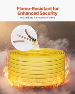 image-VEVOR NM-B Wire, 10AWG/2C Non-Mettalic Residential Indoor Electrical Wire with Ground, PVC Sheathed High-Purity Copper Core Cable, for Outlets, Switches, Other Loads & Lighting Wiring Projects(50 ft)
