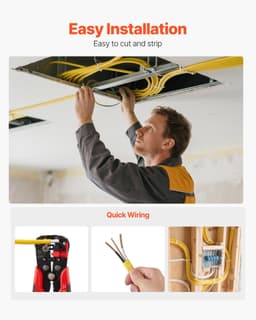 image-VEVOR NM-B Wire, 10AWG/2C Non-Mettalic Residential Indoor Electrical Wire with Ground, PVC Sheathed High-Purity Copper Core Cable, for Outlets, Switches, Other Loads & Lighting Wiring Projects(50 ft)