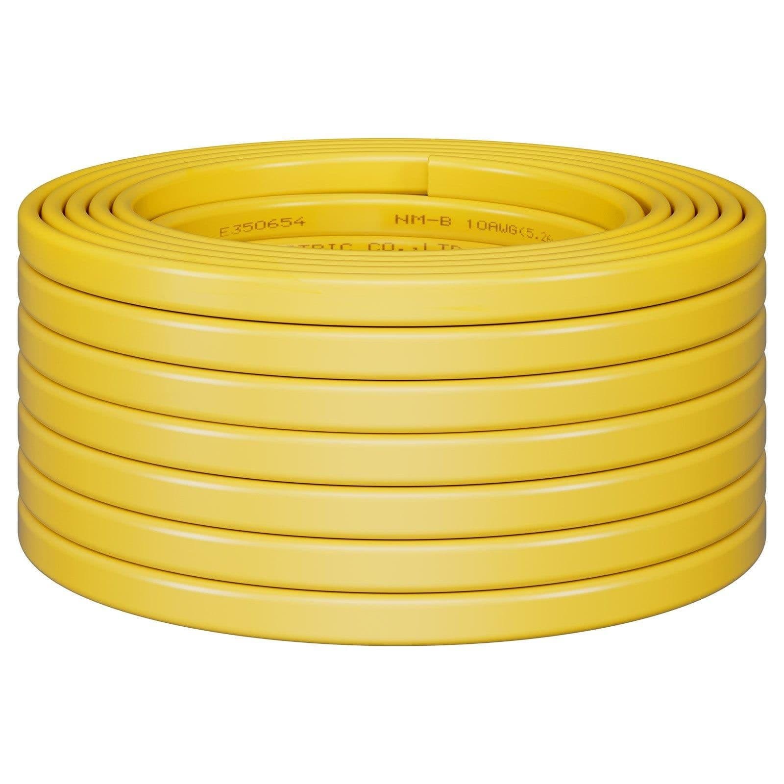 image-VEVOR NM-B Wire, 10AWG/2C Non-Mettalic Residential Indoor Electrical Wire with Ground, PVC Sheathed High-Purity Copper Core Cable, for Outlets, Switches, Other Loads & Lighting Wiring Projects(50 ft)