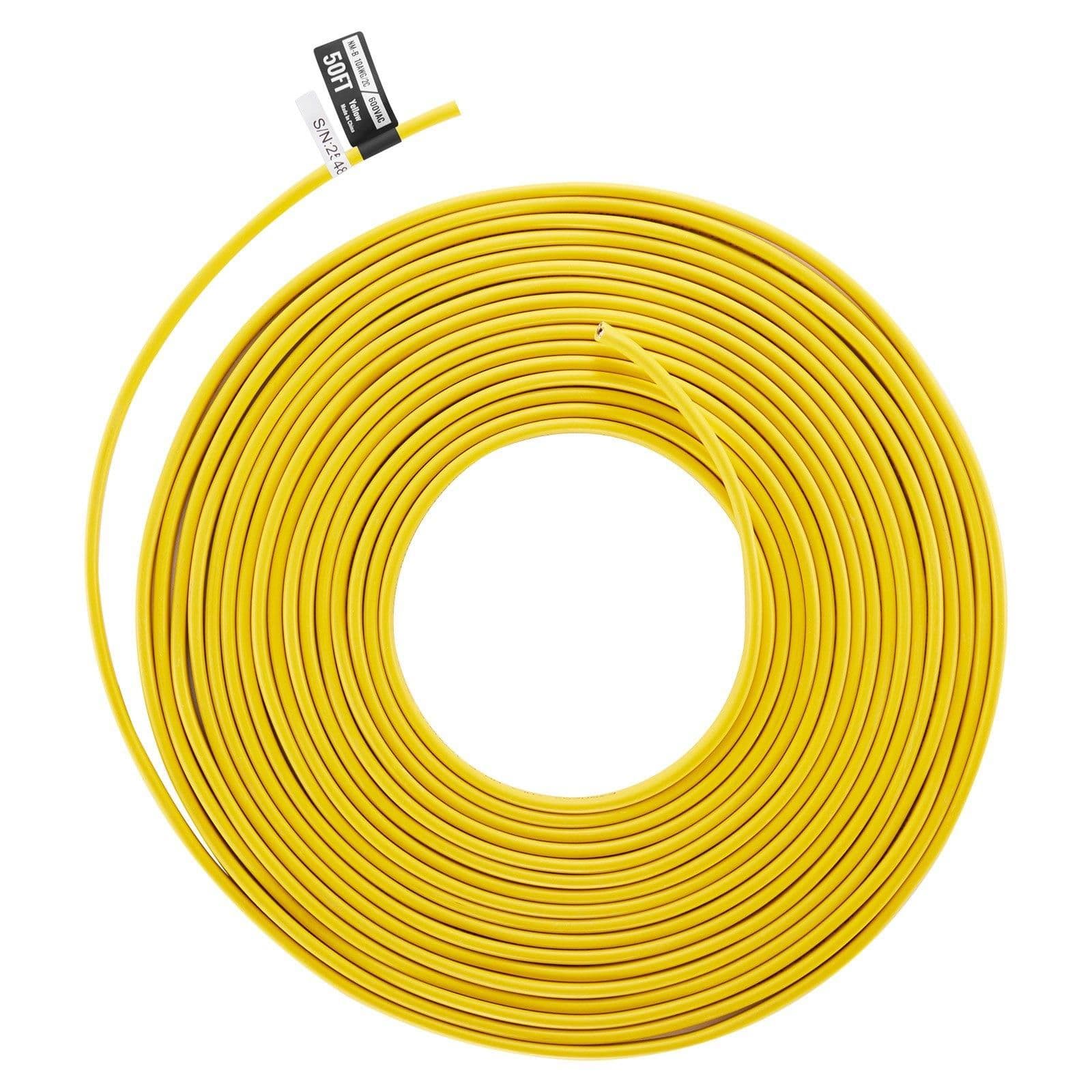 image-VEVOR NM-B Wire, 10AWG/2C Non-Mettalic Residential Indoor Electrical Wire with Ground, PVC Sheathed High-Purity Copper Core Cable, for Outlets, Switches, Other Loads & Lighting Wiring Projects(50 ft)