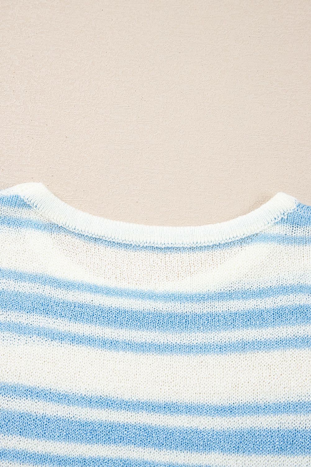 image-Sky Blue Stripe Boxy Fit Wide Sleeve Sweater