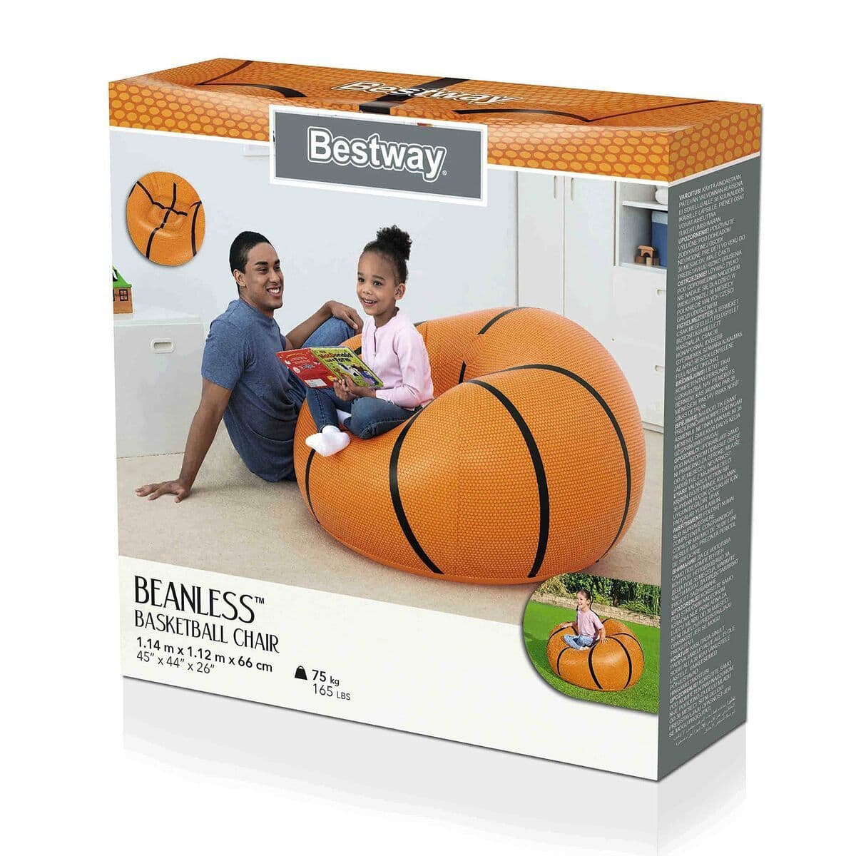 image-Inflatable Armchair Bestway Orange 114 x 112 x 66 cm 112 x 114 x 66 cm Basketball