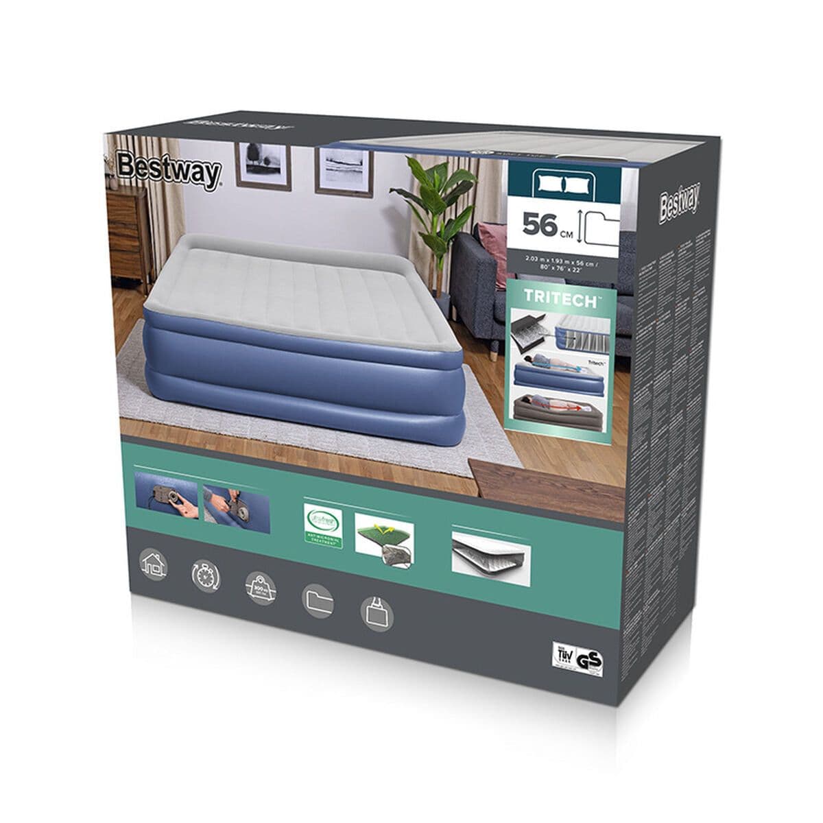 image-Inflatable Mattress Bestway 203 x 193 x 56 cm
