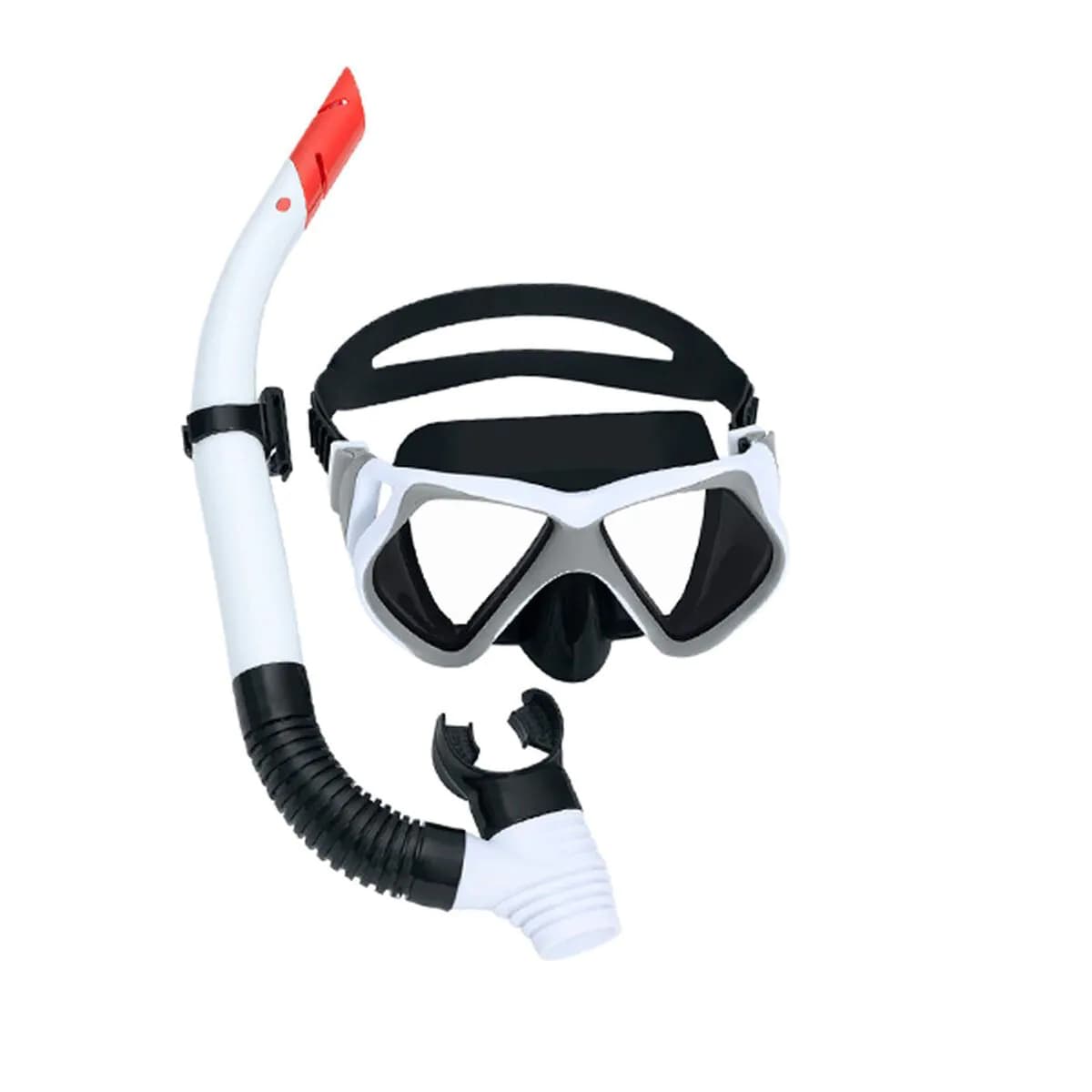 image-Snorkel Goggles and Tube Bestway White Grey Adult (1 Unit)