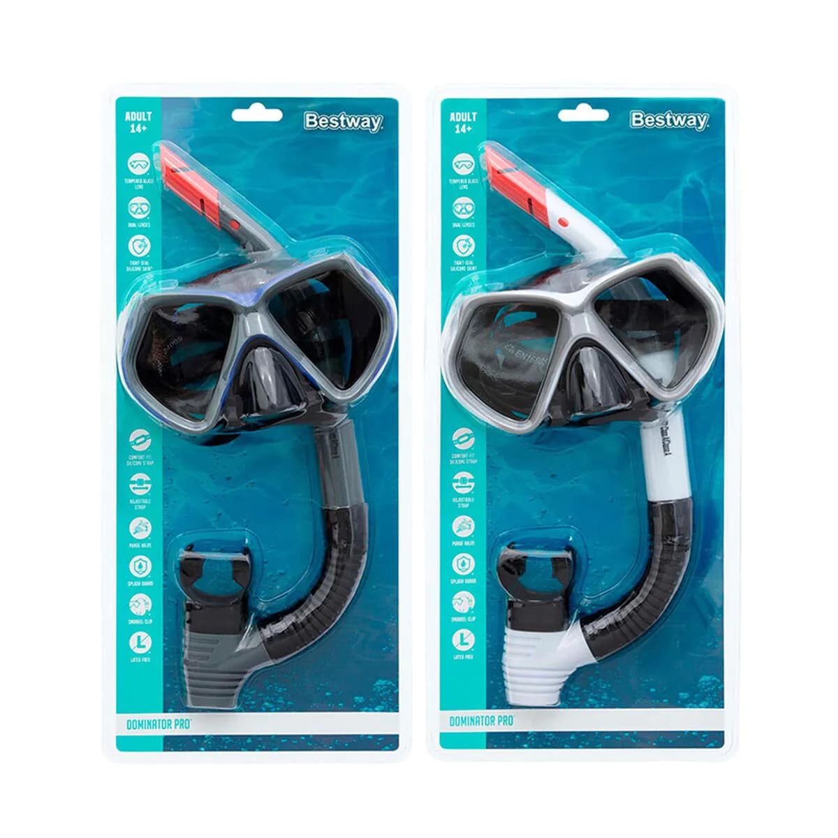 image-Snorkel Goggles and Tube Bestway White Grey Adult (1 Unit)