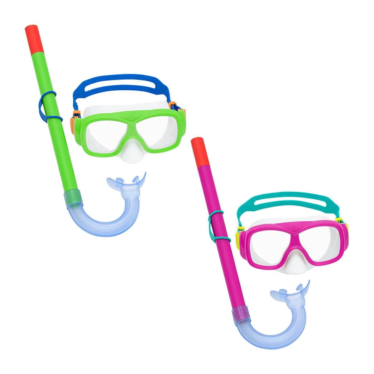 image-Snorkel Goggles and Tube for Children Bestway Green Pink (1 Unit)