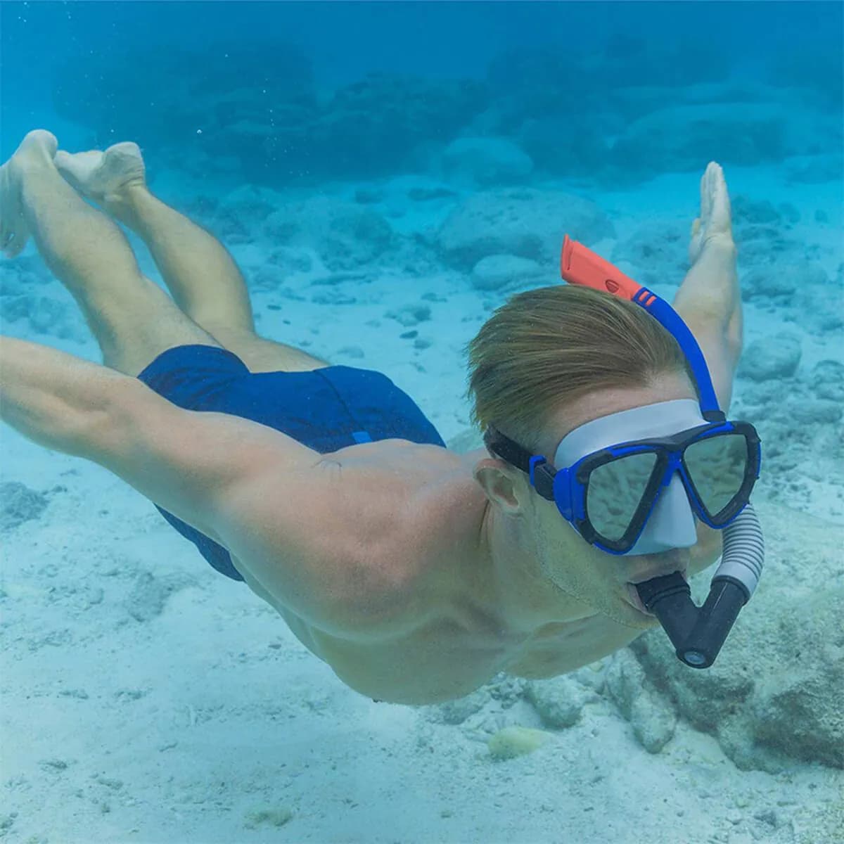 image-Snorkel Goggles and Tube Bestway White Dark blue Adult (1 Unit)