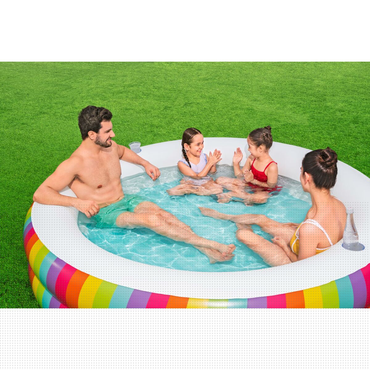 image-Inflatable Paddling Pool for Children Bestway Rainbow 206 x 206 x 51 cm