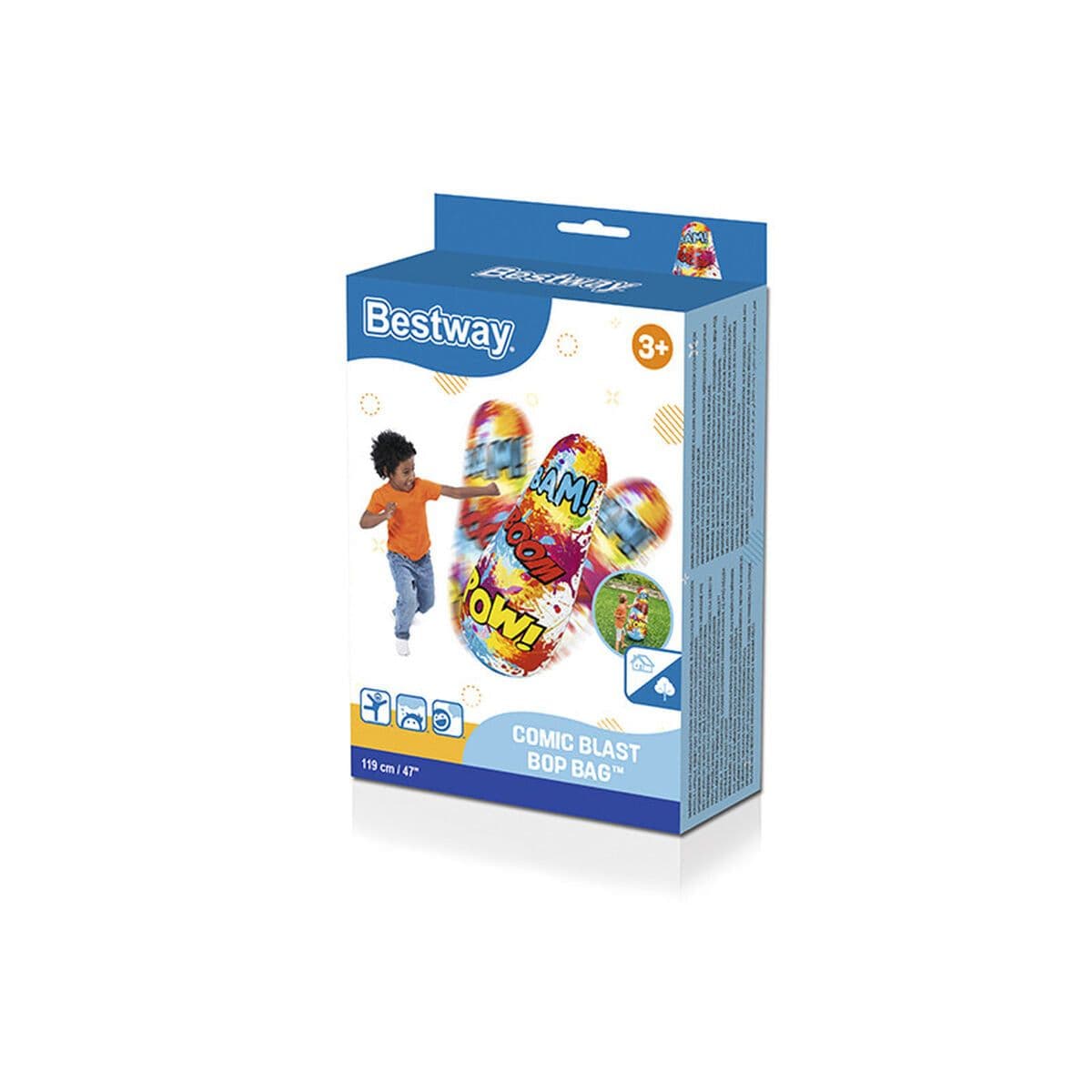 image-Children's Inflatable Boxing Punchbag with Stand Bestway Comics 119 cm