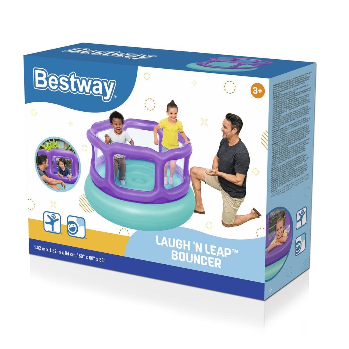 image-Bestway Inflatable Bouncer with Balls 152x152x84 cm +3 Years Indoor & Garden 52646