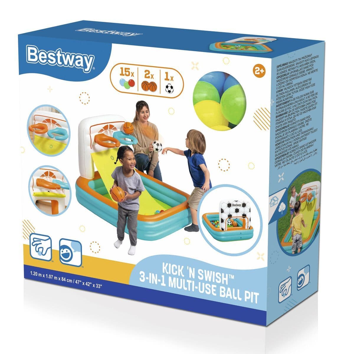 image-Bestway Inflatable Kids Pool with Baskets, Balls 120x107x84 cm +2 Years Garden 52728