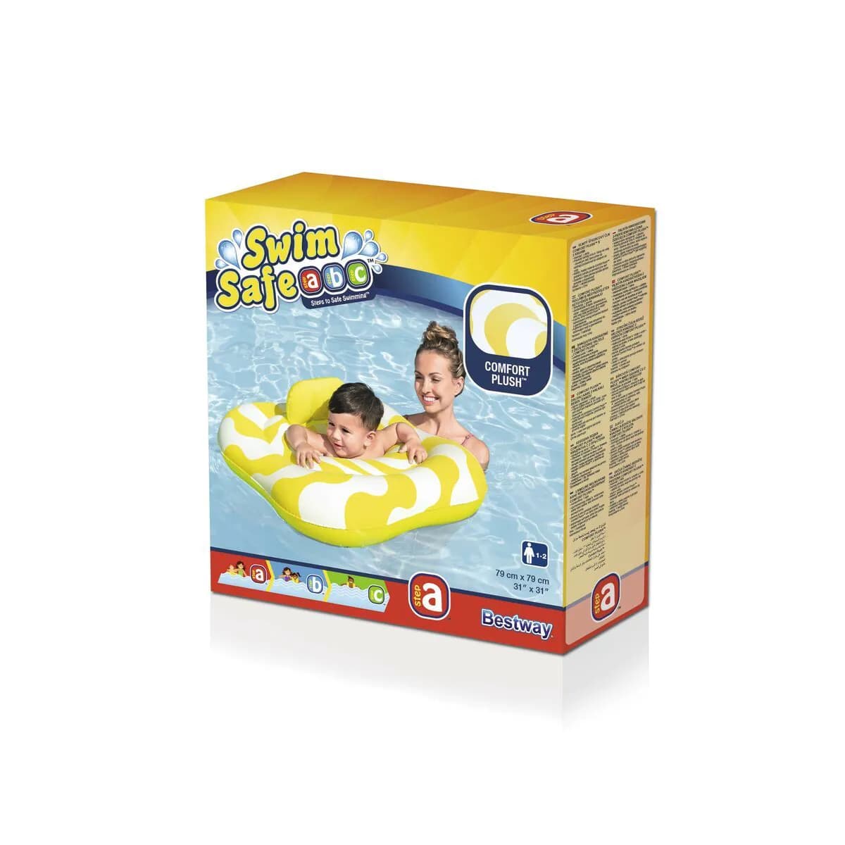 image-Bestway Inflatable Float 2 Rings Baby Seat 79x79 cm 1-2 Years Garden Pool Beach 32298