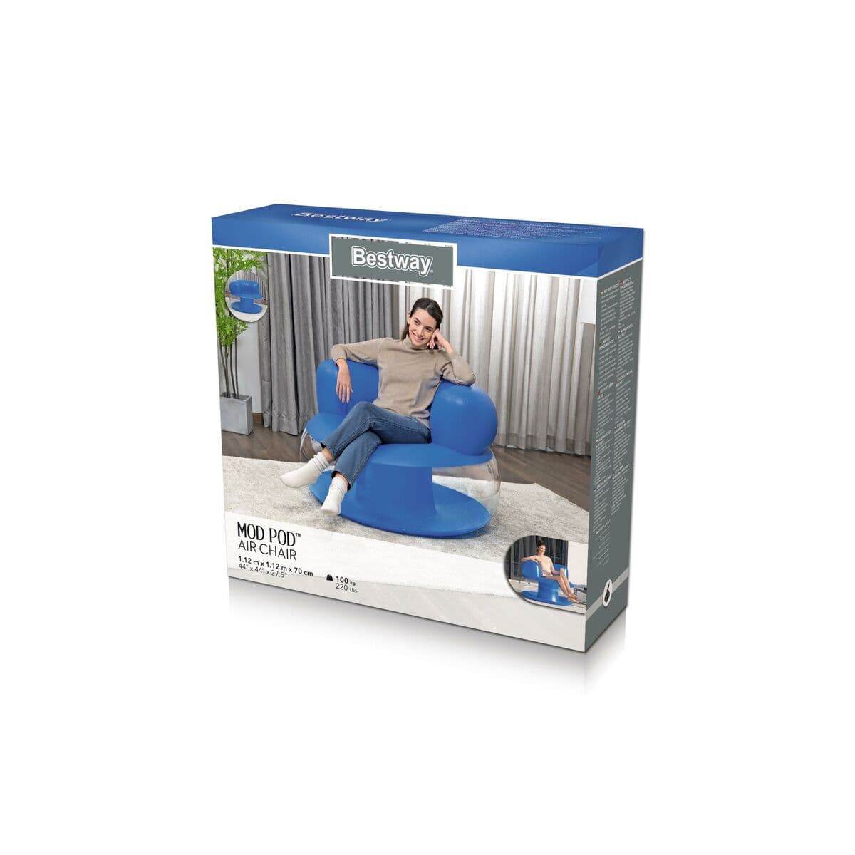 image-Bestway Inflatable Armchair Single Assorted Color 112x112x70 cm Indoor 75138