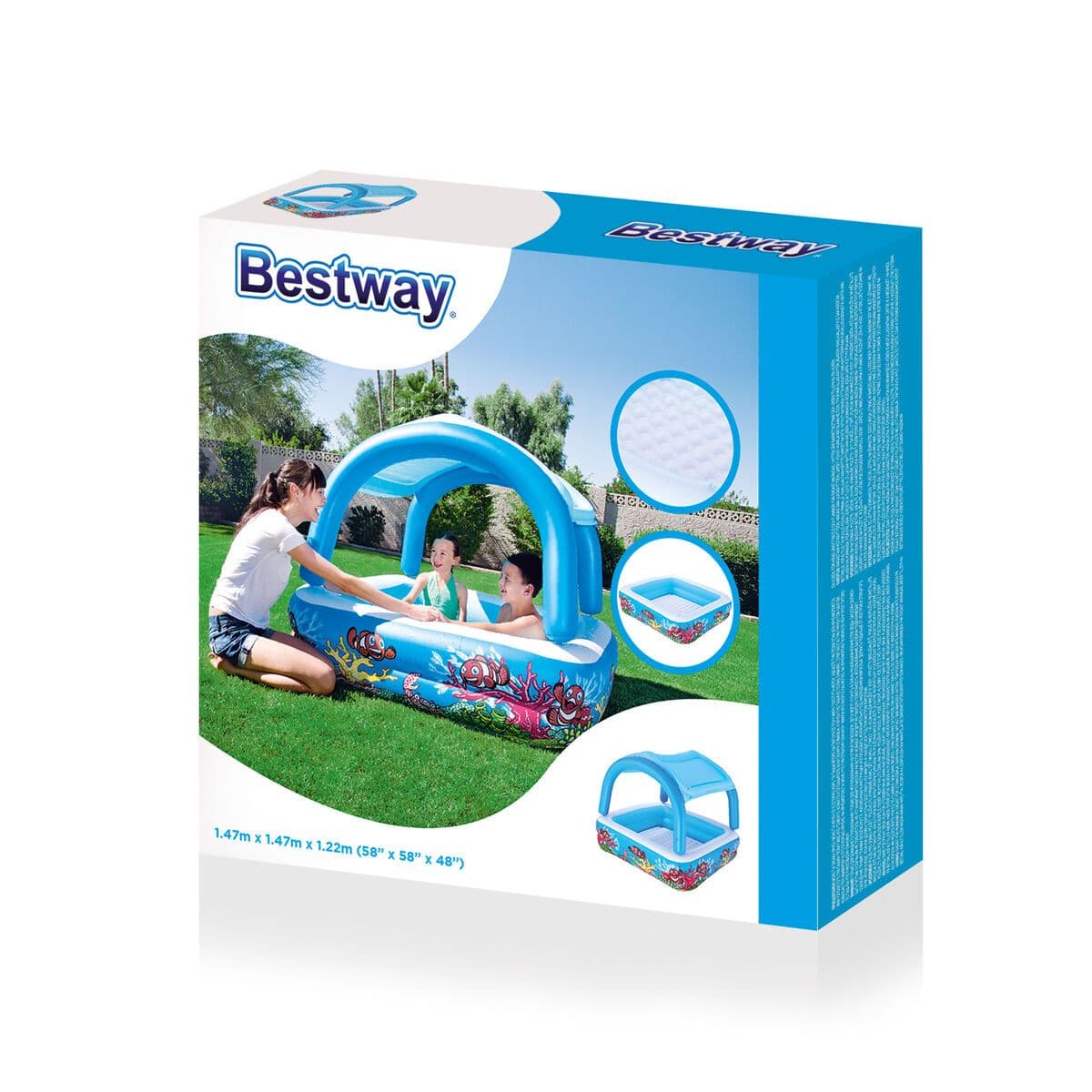 image-Inflatable Paddling Pool for Children Bestway 140 x 140 x 114 cm