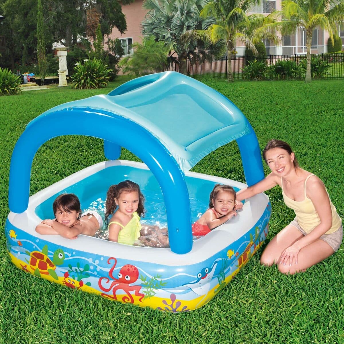 image-Inflatable Paddling Pool for Children Bestway 140 x 140 x 114 cm