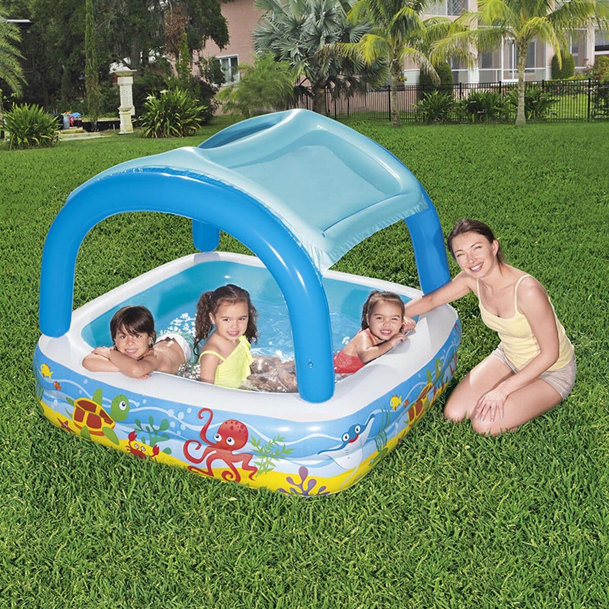 image-Inflatable Paddling Pool for Children Bestway 140 x 140 x 114 cm
