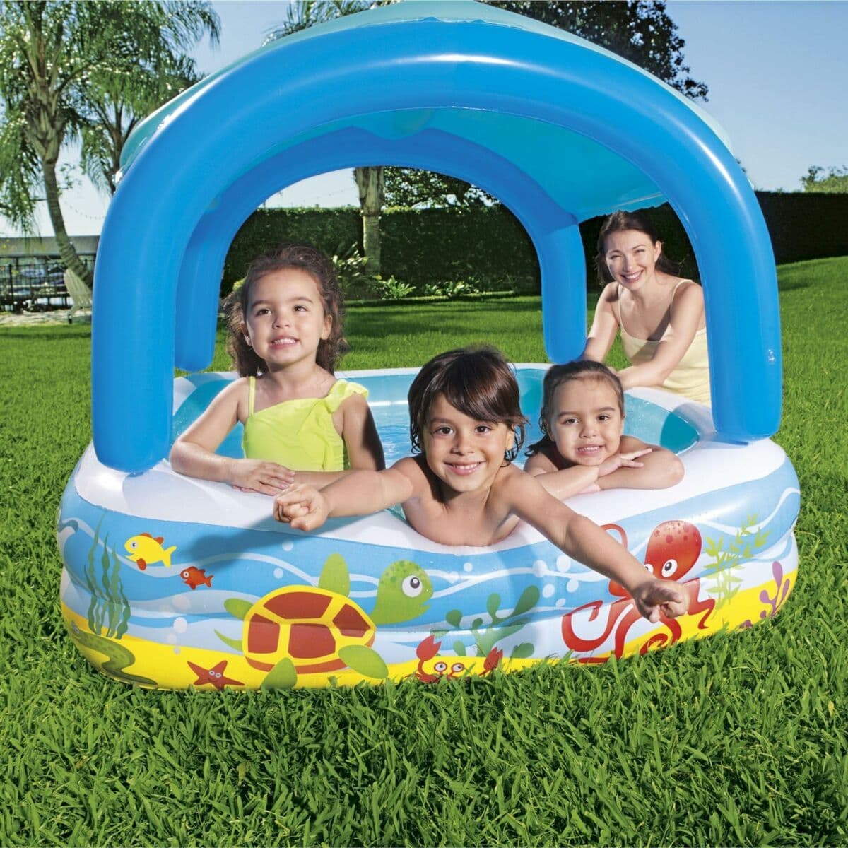 image-Inflatable Paddling Pool for Children Bestway 140 x 140 x 114 cm