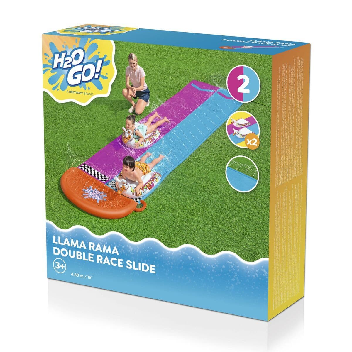 image-Bestway Sliding Track with Inflatable Double Llama Animals 488x138 cm +3 Years Garden 52320