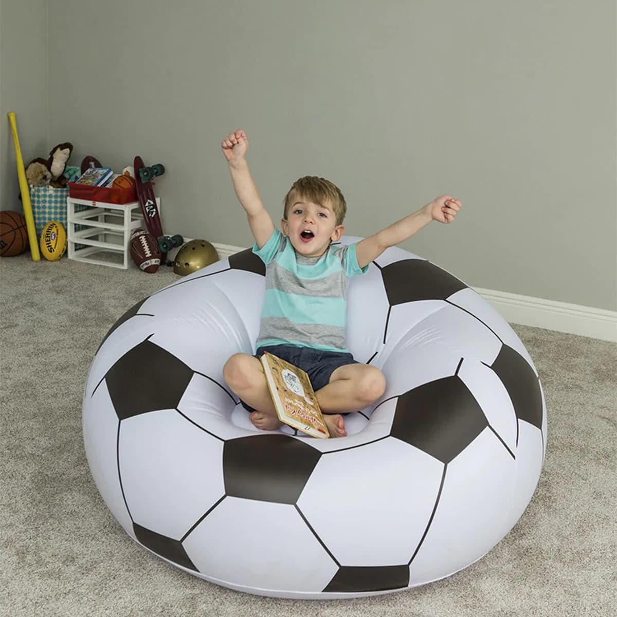 image-Inflatable Armchair Bestway Multicolour 114 x 112 x 71 cm 112 x 114 x 66 cm Football