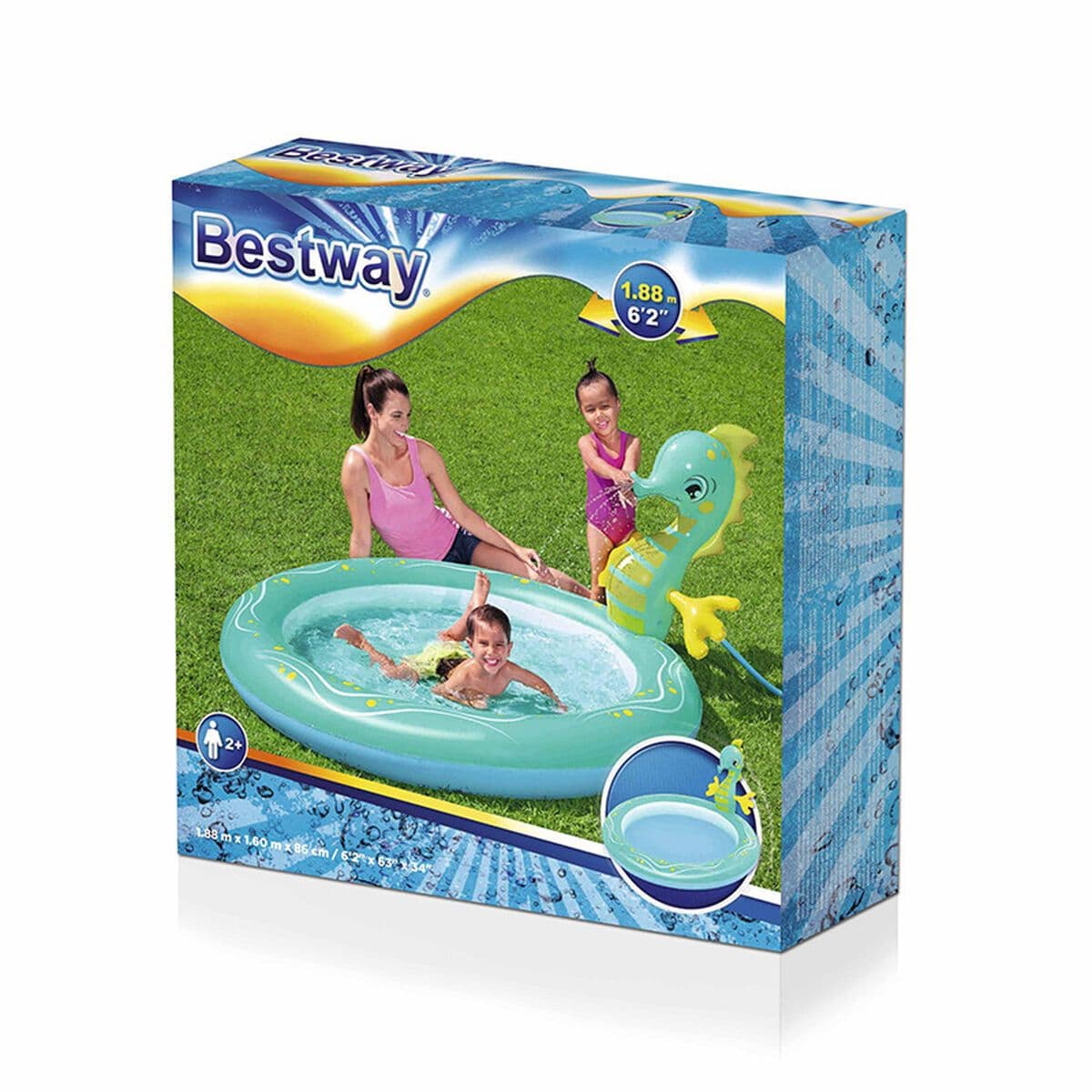 image-Inflatable Paddling Pool for Children Bestway Sea Horse 188 x 160 x 86 cm