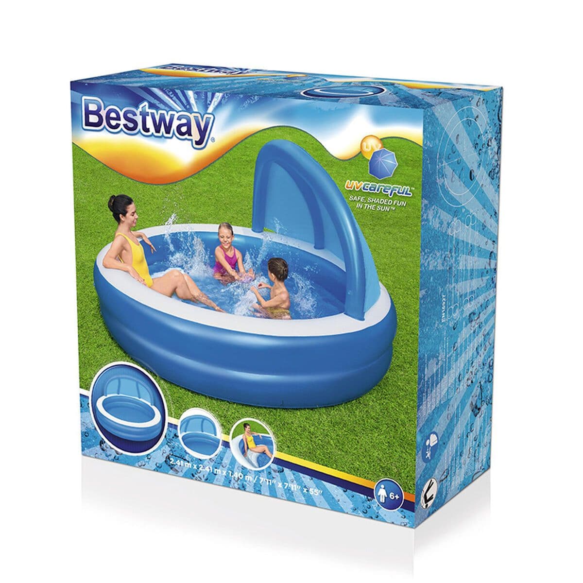 image-Inflatable Paddling Pool for Children Bestway Multicolour 241 x 241 x 140 cm