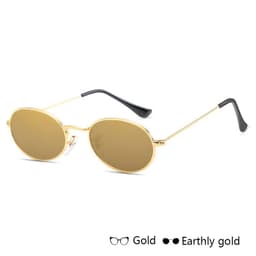 image-Fashion Women Sunglasses Famous Oval Sun Glasses Luxury Brand Metal Round Frames Black Small Cheap Eyewear
