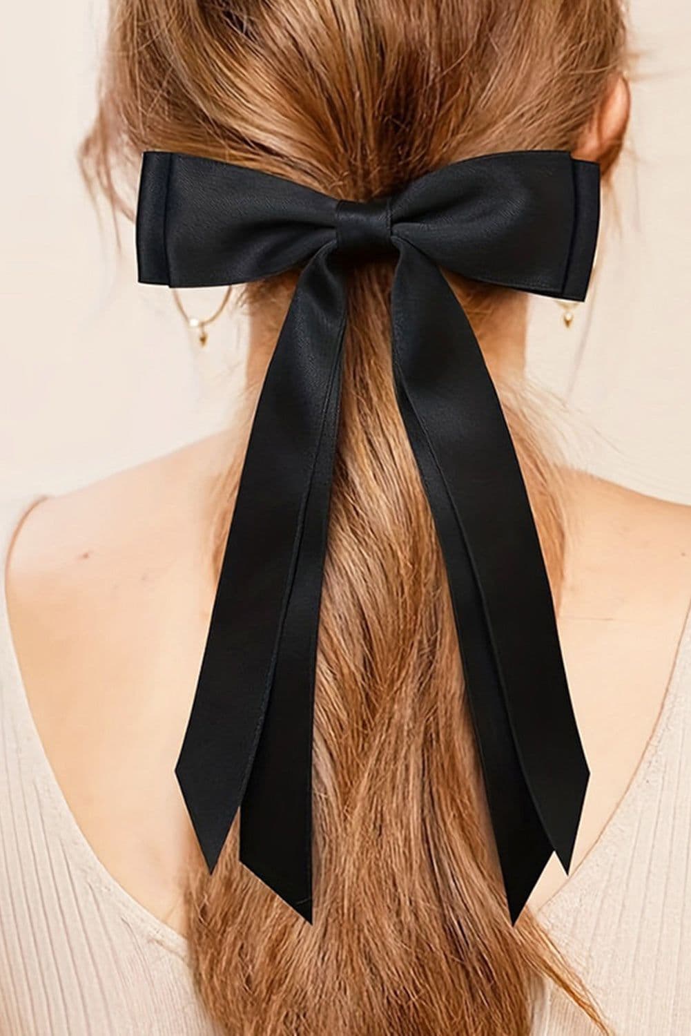 image-Black Alligator Hair Clip with Double Bow Knot - Elegant & Durable