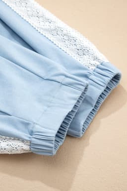 image-Beau Blue Floral Lace Wide Leg Pants