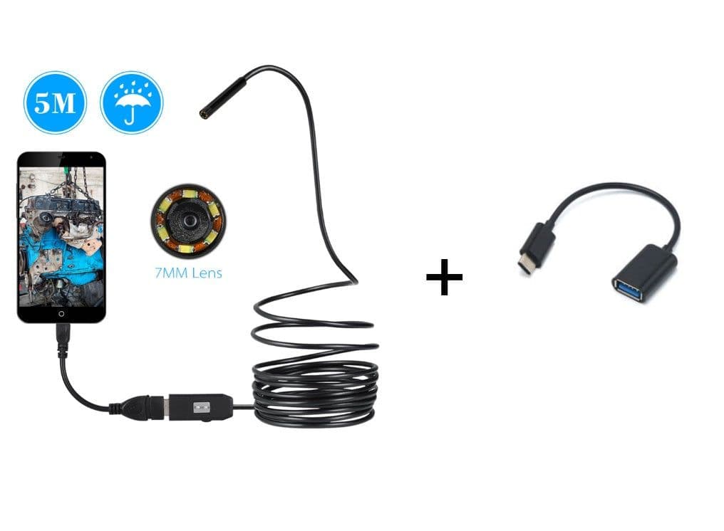 image-OWSOO 6 LED 7MM USB Endoscope Camera 5M Waterproof USB Wire Snake Tube Inspection Borescope For OTG Compatible Android Phones