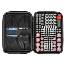 image-VEVOR Battery Organizer Storage Box, Battery Case Bag with Tester BT-168, Waterproof Batteries Organizer Storage Case with Zipper, Holds 167 Batteries AA AAA C D 9V Button, Black (Box Only)
