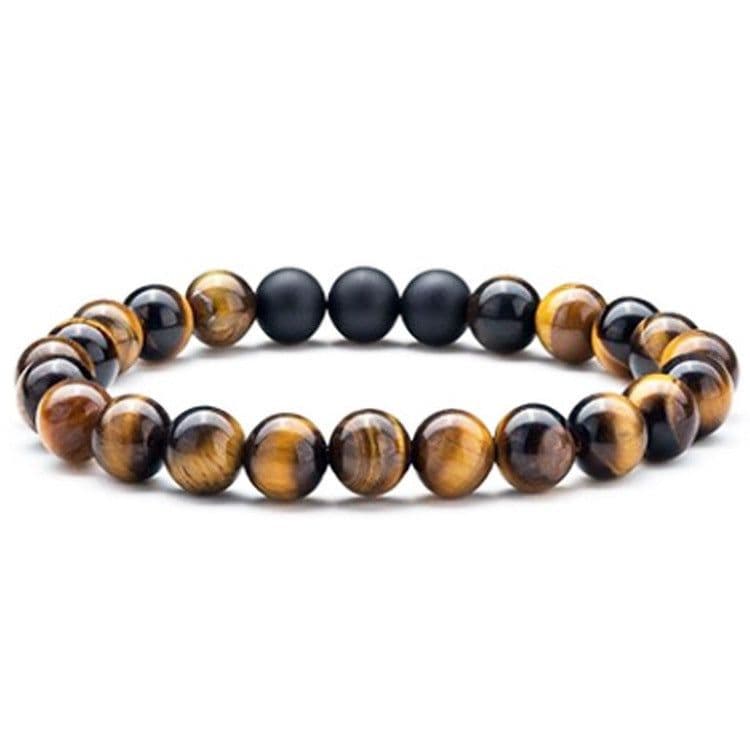 image-Tiger Eye Couple Bracelets Matte Black Agate Beads Bracelet
