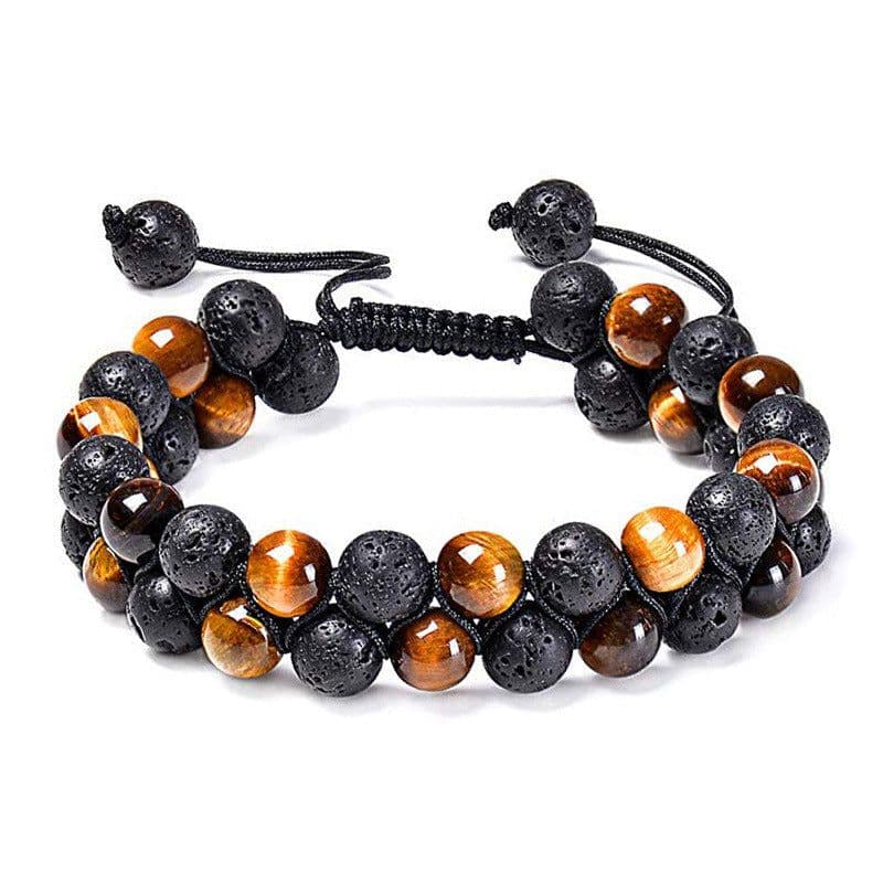 image-Tiger Eye Couple Bracelets Matte Black Agate Beads Bracelet