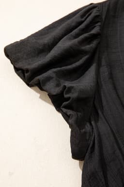 image-Black Leopard V Neck Patchwork Smocked Waist Plus Size Ruffled Dress