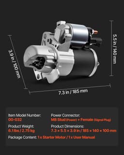 image-VEVOR Starter 17986, Starter Motor Replacement Compatible with Buick 3.6L V6 06-08, Cadillac SRX 3.0L V6 10-11, Chevrolet 3.6L V6 09-17, GMC Pontiac Saturn Suzuki, OEM 12588493 M000T35871 31100-78J00
