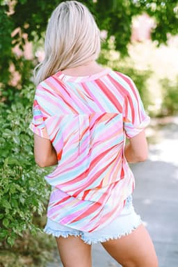 image-Multicolour Abstract Print High Low Blouse