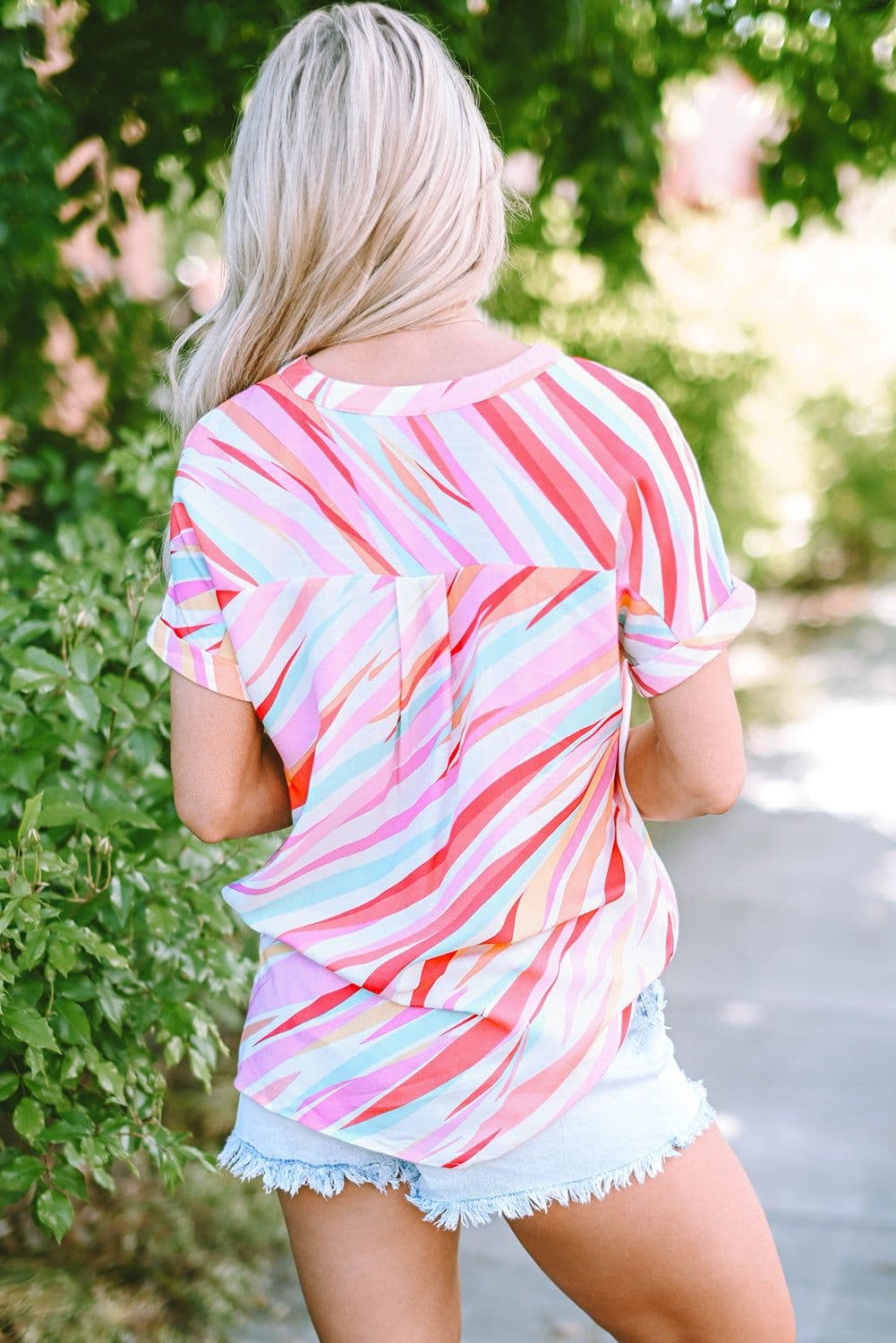 image-Multicolour Abstract Print High Low Blouse