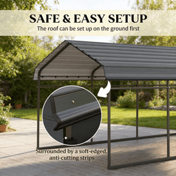 image-Heavy Duty Carport 20x12ft Metal Dark Gray