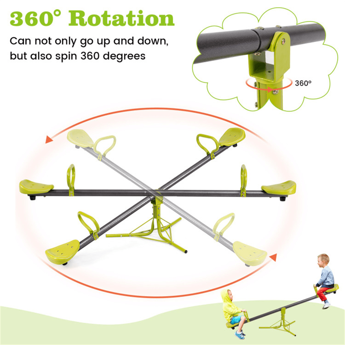 image-Kids 360-Degree Rotating Seesaw, Plastic & Iron, 70.9"x26.4"x27.6", 154LBS