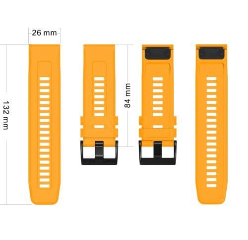 image-26mm Silicone Quick Fit Strap for Garmin Fenix, D2 & Tactix Series Watches