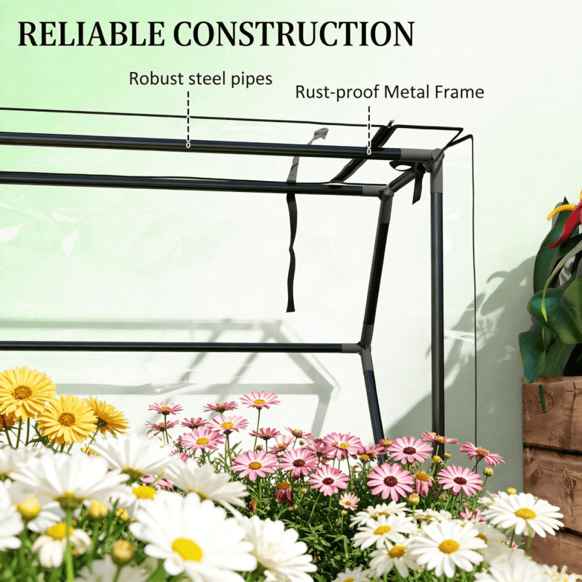 image-Garden Bed - Black Metal Raised Planter 39.4"W x 18.9"D x 48.8"H