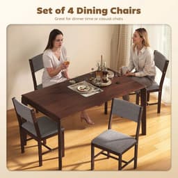 image-4-Piece Dining Chairs - Set, Gray/Walnut, Linen, Rubberwood, 4 Chairs