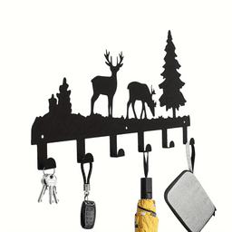 image-Matte Black Wall Hooks Heavy Duty Adhesive Mount - 6 Pack