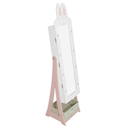image-White Bunny MDF Jewelry Cabinet - 1 Door 1 Drawer - Kids Mirror Storage