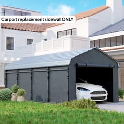 image-Carport Replacement Sidewall Panel - Dark Gray, PE Fabric, 4 Panels