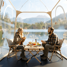 image-Clear Pop Up Sports Tent, 7×7FT Waterproof PVC Pod for Camping, 2-4 People