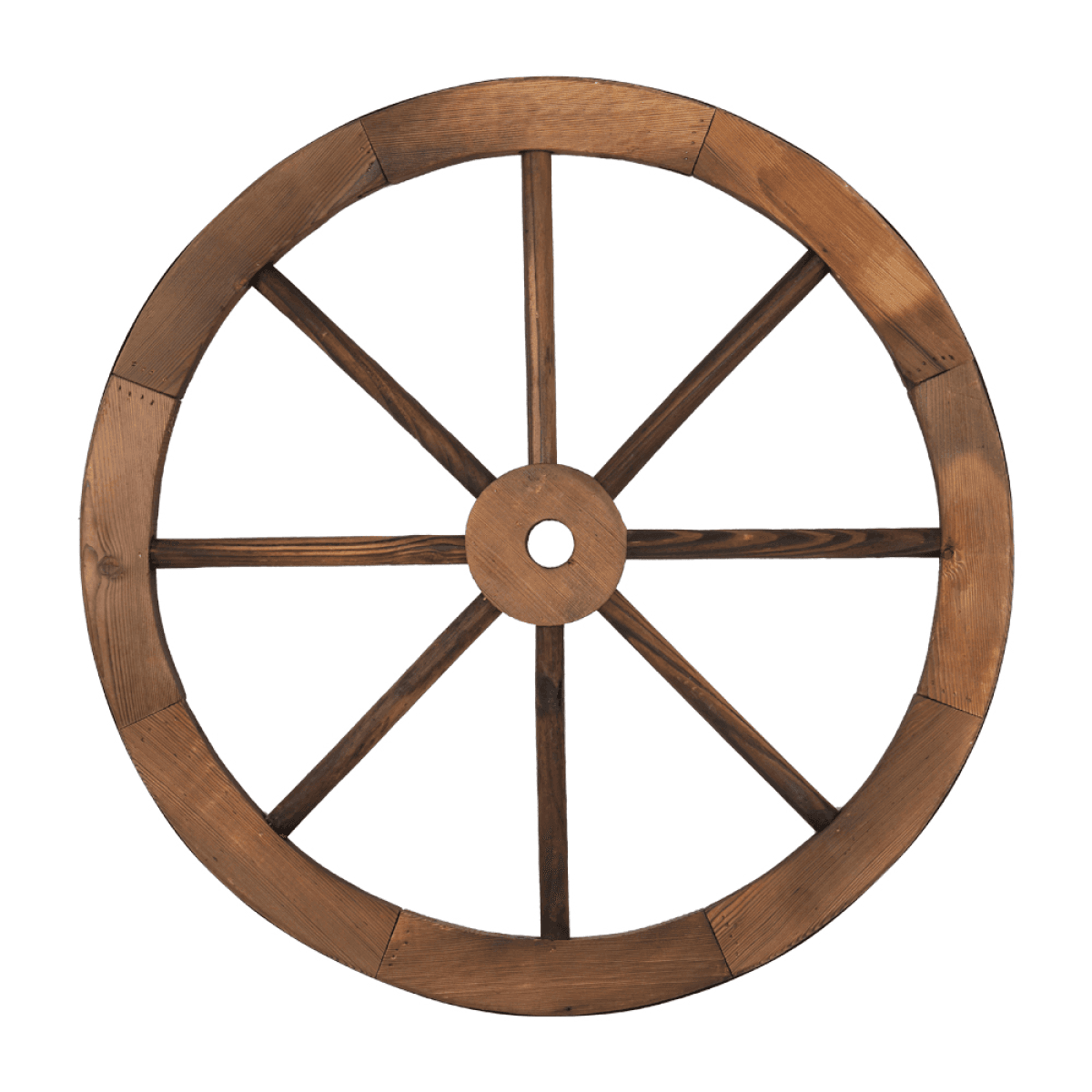 image-24-Inch Rustic Wooden Wagon Wheels, 2-Pack, Brown Garden Wall Decor